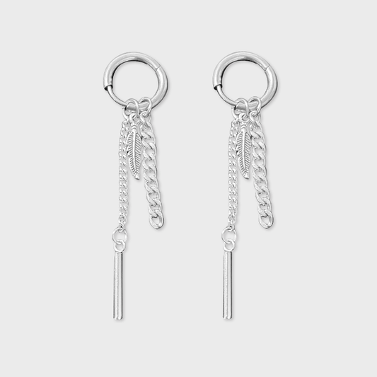 Aretes Cadena + pluma Ref 24